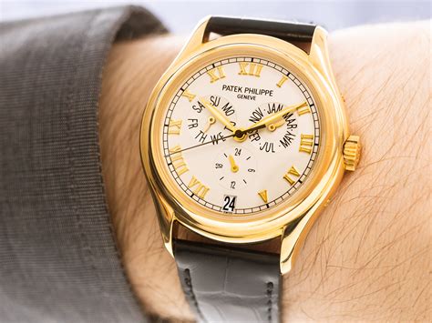 patek philippe yellow gold annual calendar wristwatch ref 5035j-001|patek philippe 5035 year.